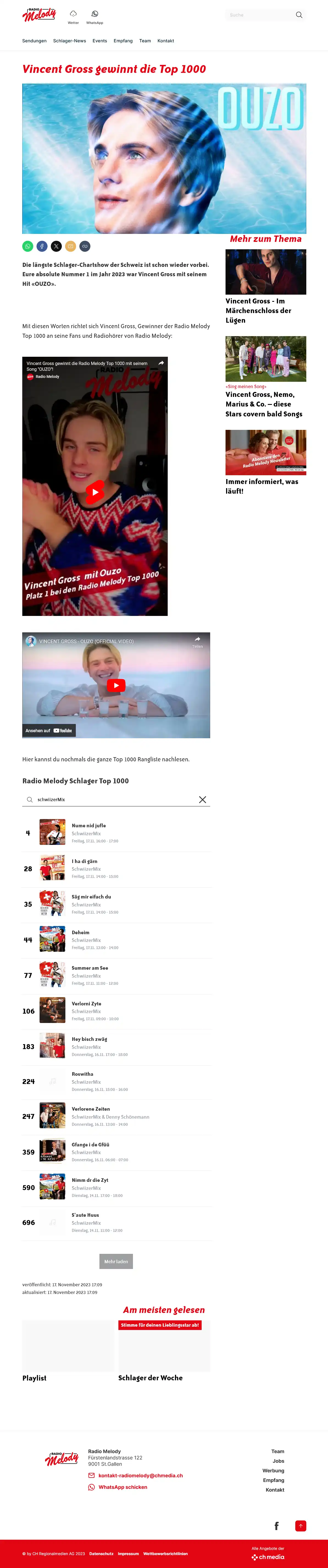 Radio Melody Schlager Top 1000 Rangliste